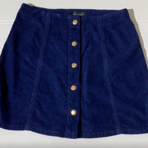 TopShop Blue Corduroy skater style skirt - Picture 2 of 7